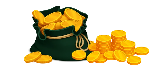 Large bag of coins for higher commissions