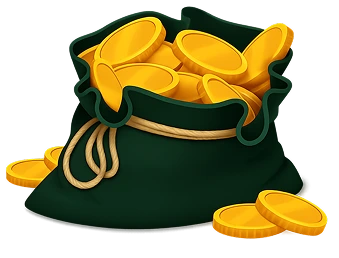 Small bag of coins representing commission